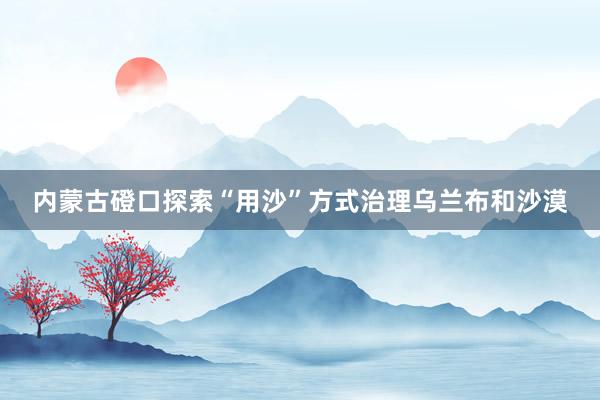 内蒙古磴口探索“用沙”方式治理乌兰布和沙漠