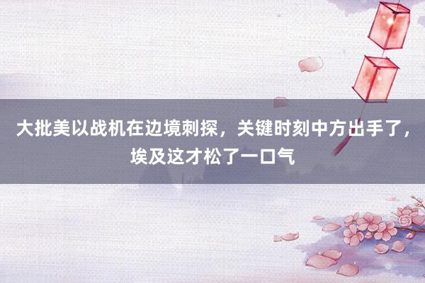 大批美以战机在边境刺探，关键时刻中方出手了，埃及这才松了一口气