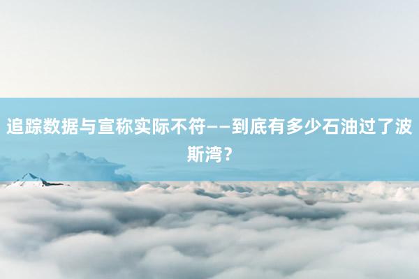 追踪数据与宣称实际不符——到底有多少石油过了波斯湾？