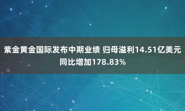 紫金黄金国际发布中期业绩 归母溢利14.51亿美元同比增加178.83%