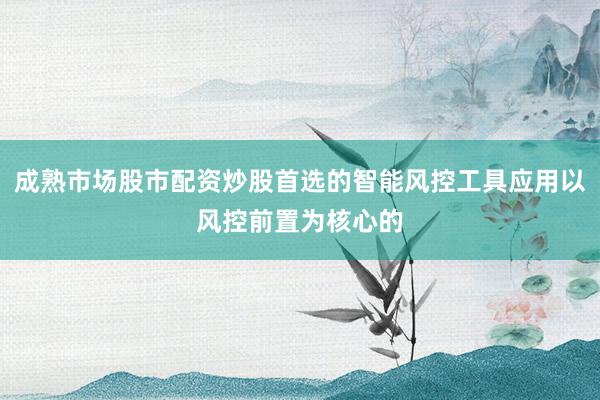 成熟市场股市配资炒股首选的智能风控工具应用以风控前置为核心的