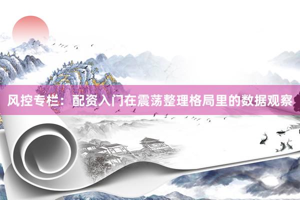 风控专栏：配资入门在震荡整理格局里的数据观察