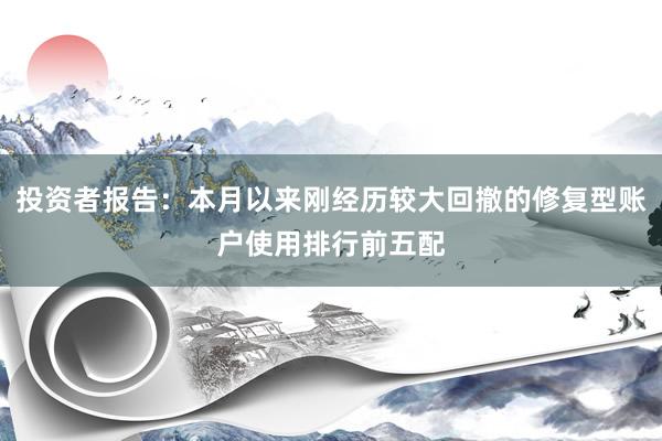 投资者报告：本月以来刚经历较大回撤的修复型账户使用排行前五配