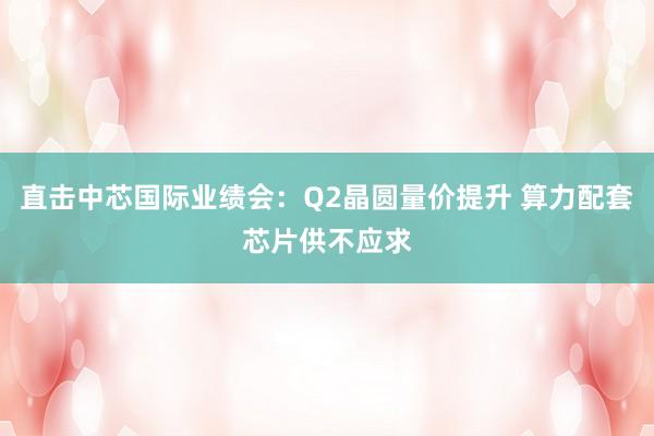 直击中芯国际业绩会：Q2晶圆量价提升 算力配套芯片供不应求