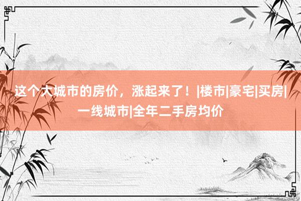 这个大城市的房价，涨起来了！|楼市|豪宅|买房|一线城市|全年二手房均价