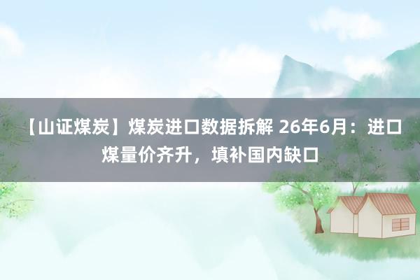 【山证煤炭】煤炭进口数据拆解 26年6月：进口煤量价齐升，填补国内缺口