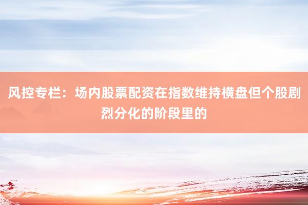 风控专栏：场内股票配资在指数维持横盘但个股剧烈分化的阶段里的