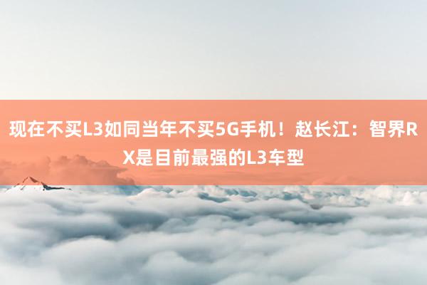 现在不买L3如同当年不买5G手机！赵长江：智界RX是目前最强的L3车型