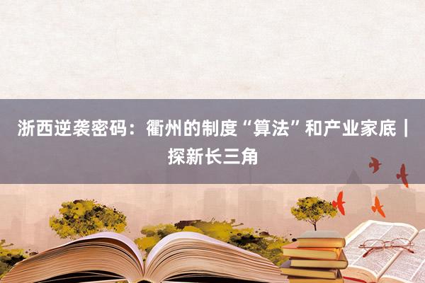 浙西逆袭密码：衢州的制度“算法”和产业家底｜探新长三角
