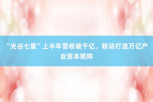 “光谷七星”上半年营收破千亿，联动打造万亿产业资本矩阵