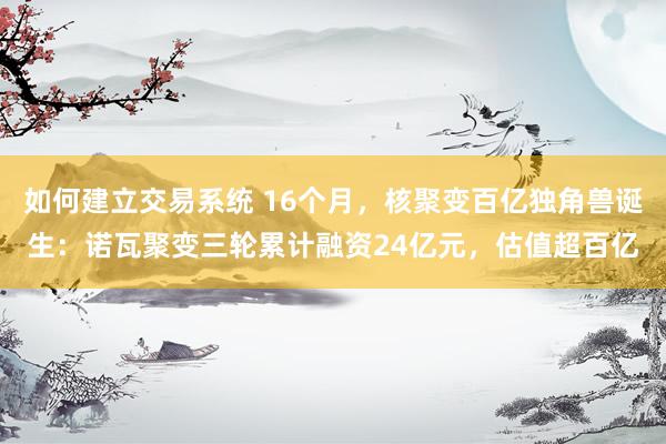 如何建立交易系统 16个月，核聚变百亿独角兽诞生：诺瓦聚变三轮累计融资24亿元，估值超百亿