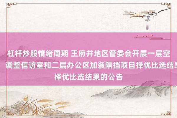 杠杆炒股情绪周期 王府井地区管委会开展一层空间改造、 调整信访室和二层办公区加装隔挡项目择优比选结果的公告