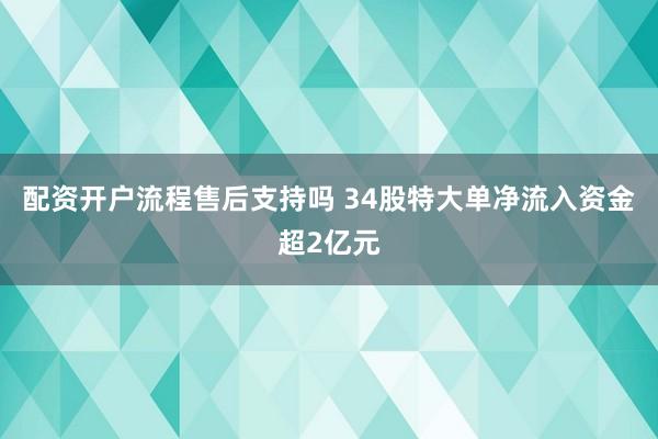 配资开户流程售后支持吗 34股特大单净流入资金超2亿元