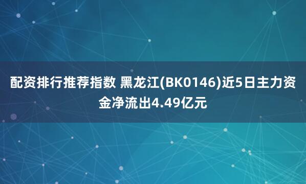 配资排行推荐指数 黑龙江(BK0146)近5日主力资金净流出4.49亿元