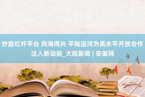 炒股杠杆平台 向海而兴 平陆运河为高水平开放合作注入新动能_大皖新闻 | 安徽网