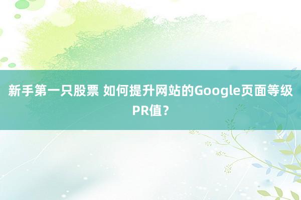 新手第一只股票 如何提升网站的Google页面等级PR值？