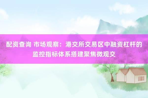 配资查询 市场观察：港交所交易区中融资杠杆的监控指标体系搭建聚焦微观交